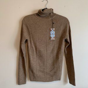 Camel / Brown Rib Knit Turtleneck Sweater